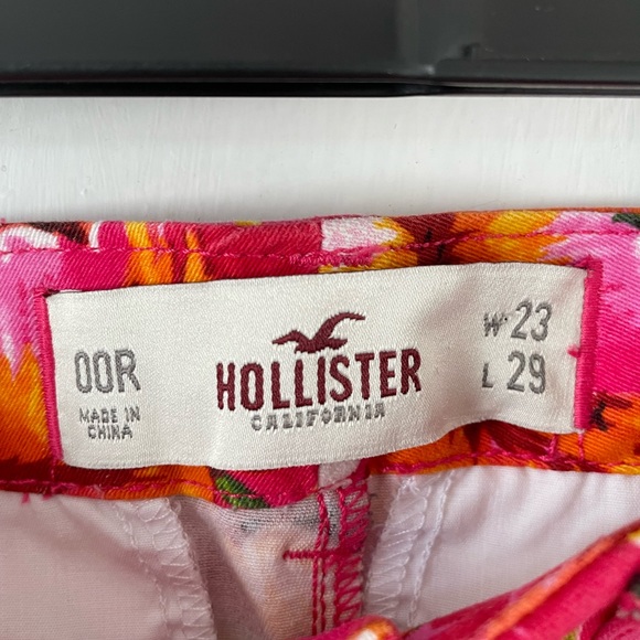 Hollister Floral Low Rise Shorts W23 Sz 00 Pink Orange Hawaiian Summer Holiday - Picture 2 of 13